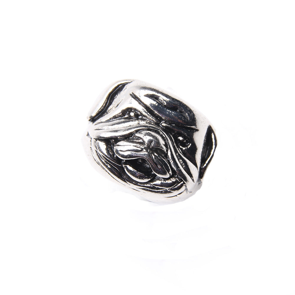 Mens Pug Ring With Gem Inlay Electroplated Alloy European Design Jewelry Animal Ring For Him Gift For Fashionable Men