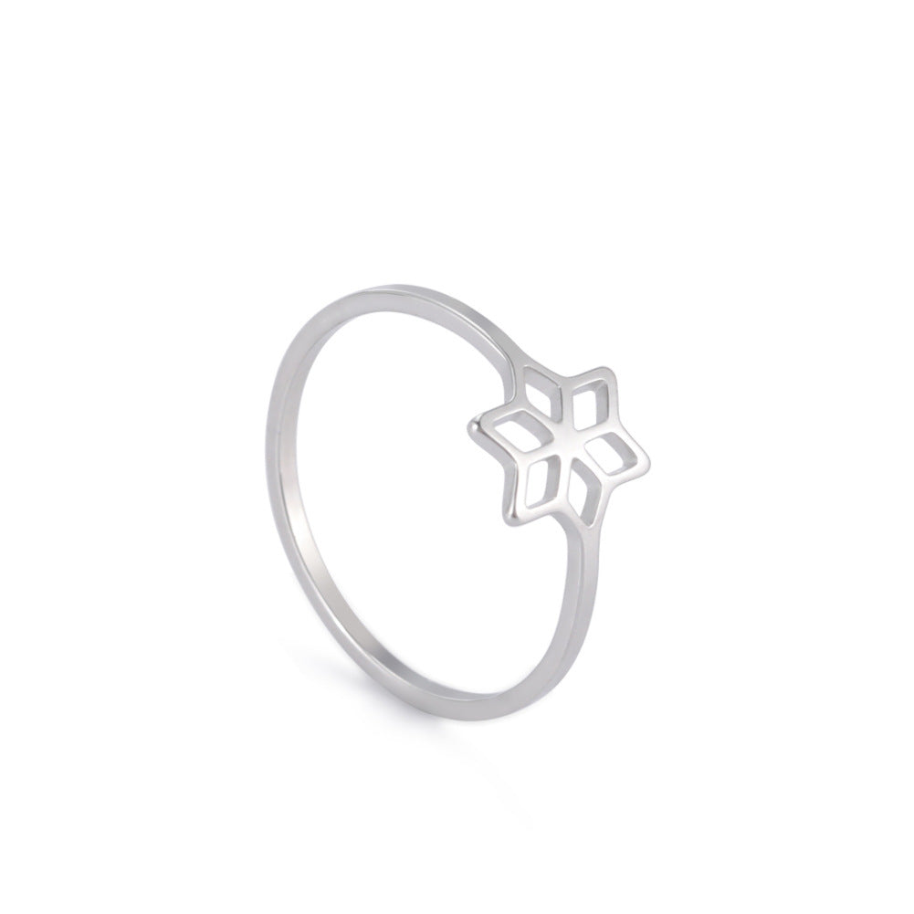 Hexagonal Stainless Steel Ring With Diamond Accent For Women Elegant Jewelry Fashion Accessory Gift Collection