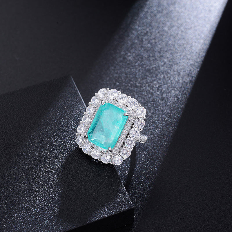 Womens Ring Copper Inlaid Zirconium Vintage European American Classic Metal Ring Geometry Ring Copper Zirconium