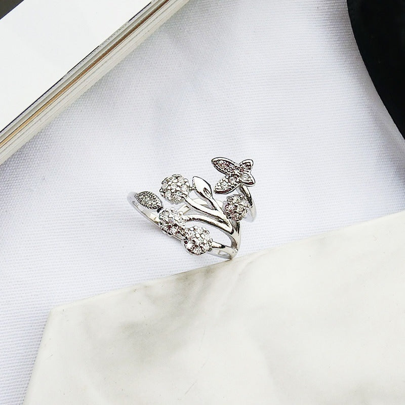 Womens Butterfly Ring Set Adjustable Alloy Rings With Artificial Gemstones And Semi Precious Stone Inlay For Her