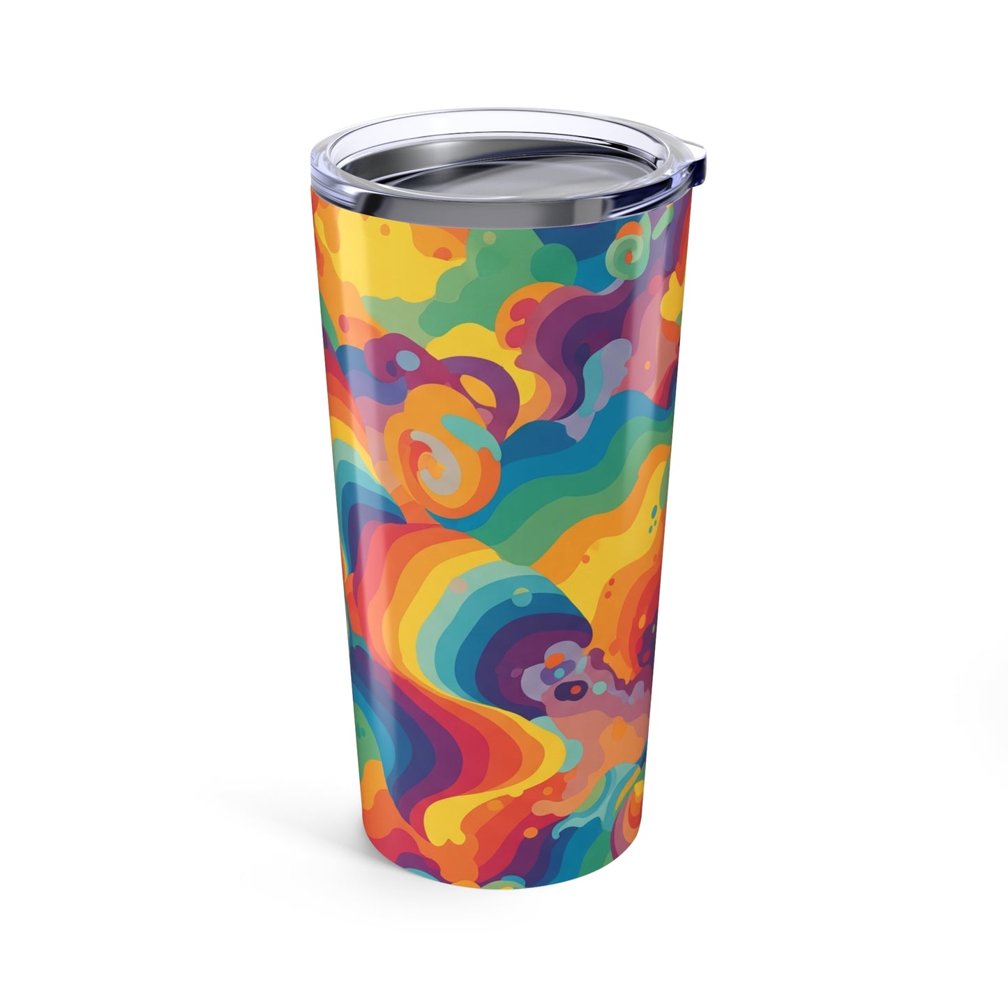 20oz Stainless Steel Tumbler With Double Wall Vacuum Insulation And Printed Design For Hot And Cold Beverages