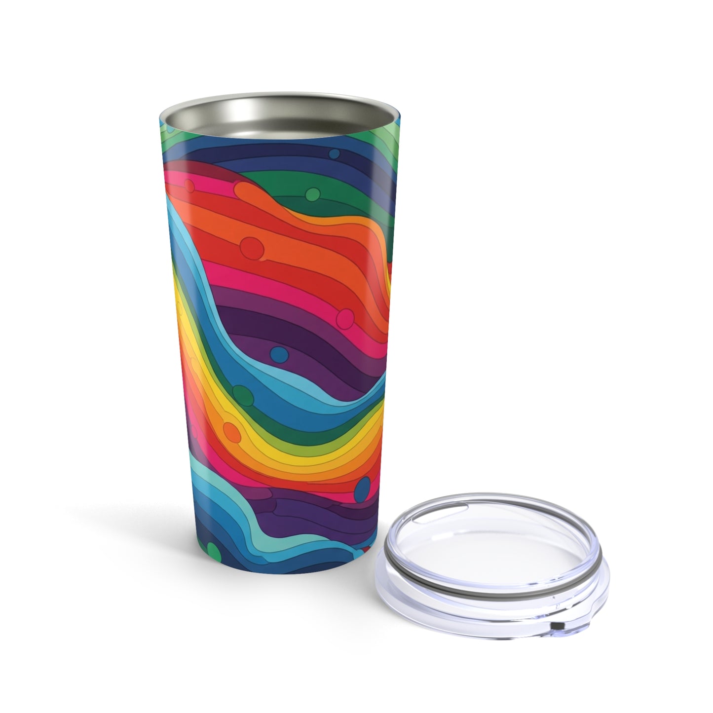 20 Ounce Stainless Steel Tumbler With Printed Art Double Wall Vacuum Insulated Leak Proof Travel Coffee Cup Lid