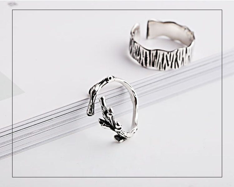 Women Ring 925 Sterling Silver Branch Ring Vintage Flower Design Korean Fashion Jewelry Durable Elegant Unique
