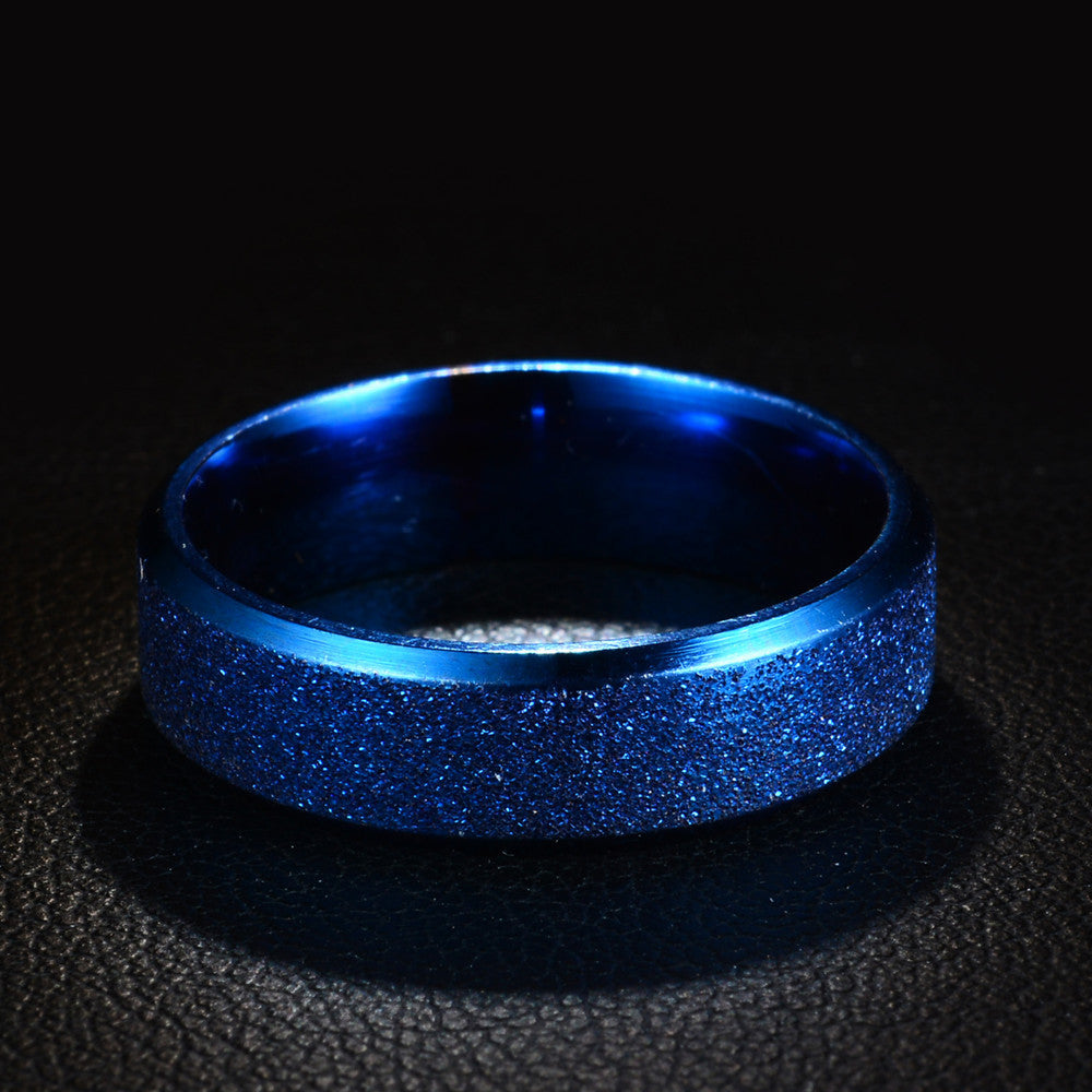 Frosted Stainless Steel Ring 6mm Unisex Band Gift Box