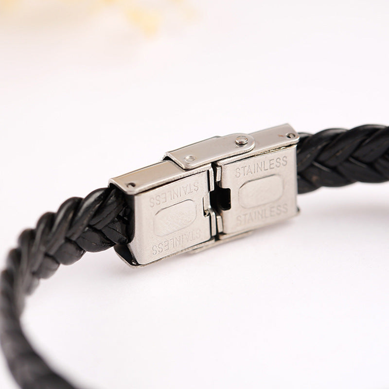 Mens Titanium Steel Braided Bracelet Polished U Shape Design European Look Gift For Him Individually Packaged Today