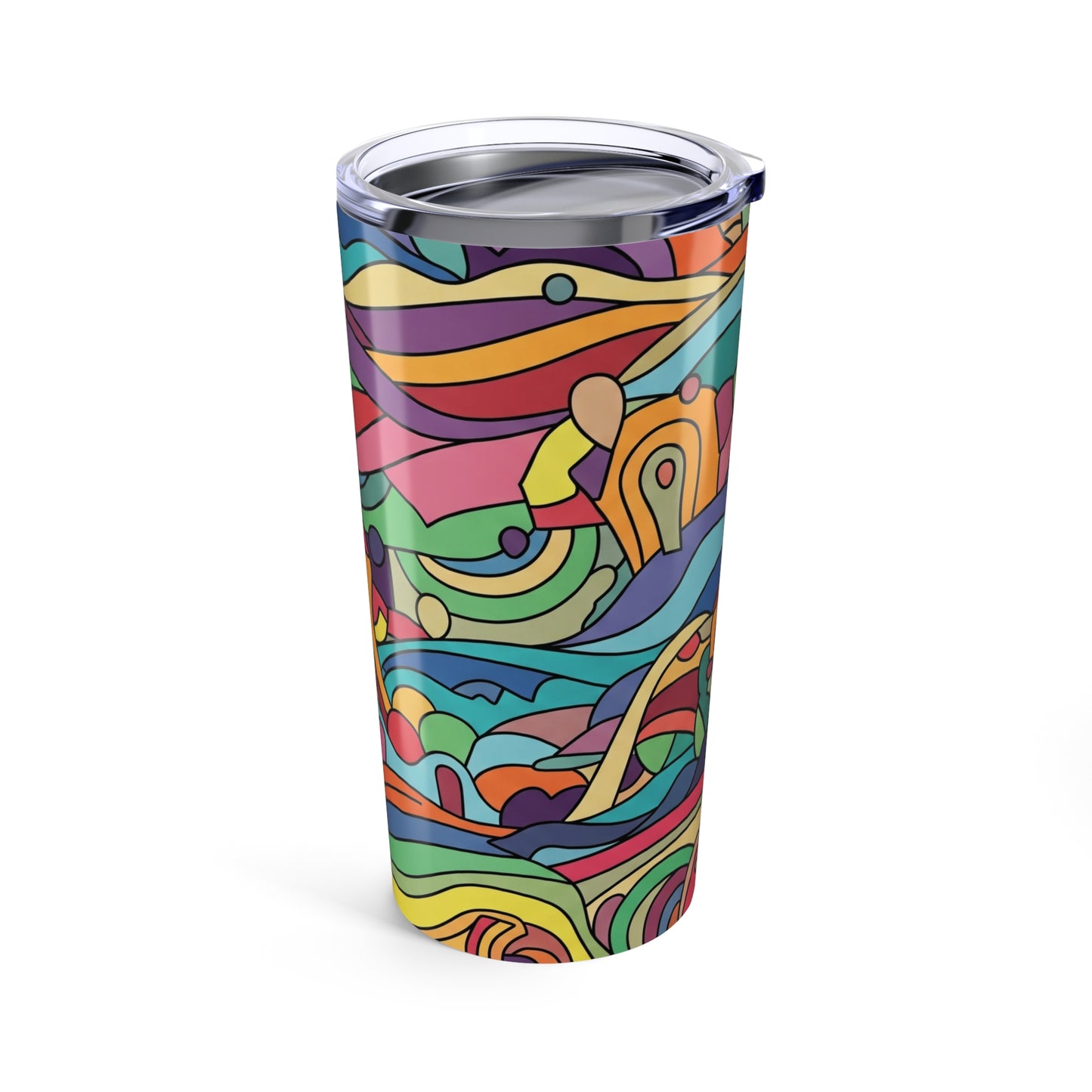 20 Ounce Steel Travel Mug With Double Wall Vacuum Insulated Spill Resistant BPA Free Printed Artwork For Hot And