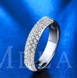 Elegant Rhodium Plated AAA Zircon Inlaid Ring White Copper Platinum Plated Korean Design Fashion Jewelry Gifts