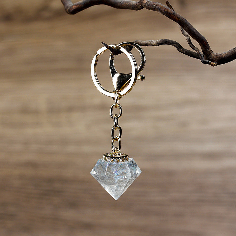 Crystal Gravel Resin Keychain Pendant Modern Design With Tapered Point Handcrafted Natural Stone Accessory Kit