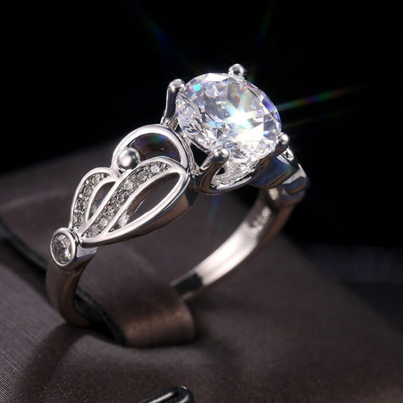 Openwork Claw Ring With White Zircon Stone Copper Plated Silver Fashion Jewelry Gift For Her Elegant Accessory