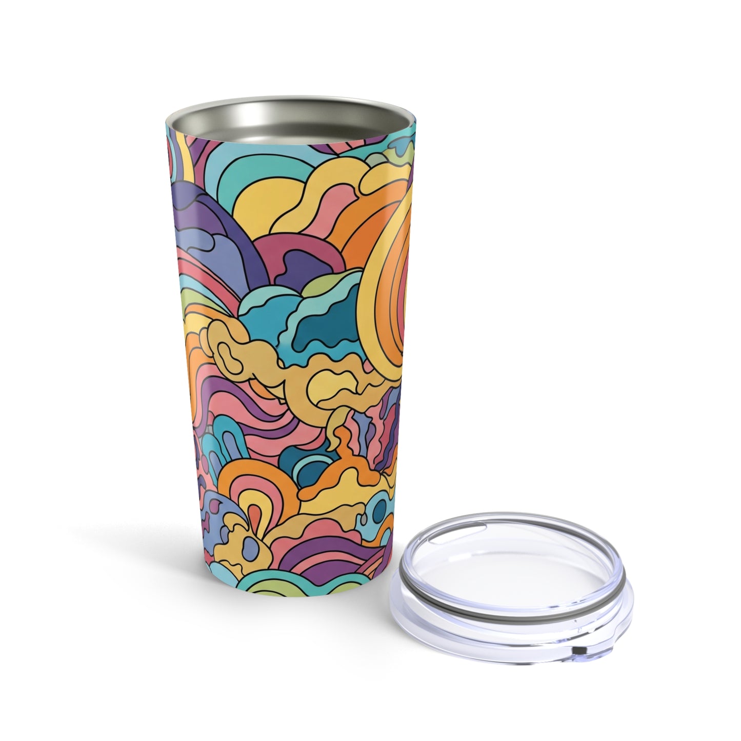 20 Ounce Stainless Steel Tumbler With Printed Design Double Wall Vacuum Insulation Leak Proof Hot Cold Dishwasher