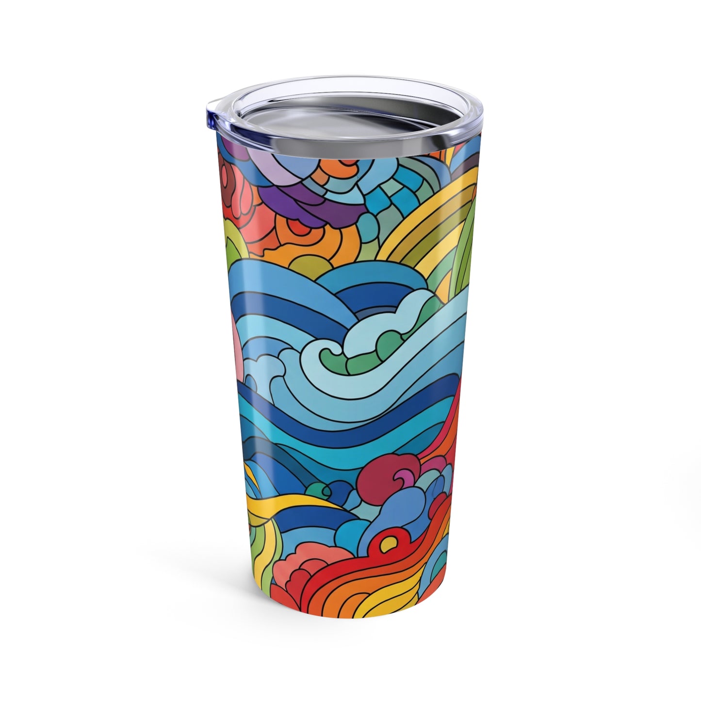20oz Stainless Steel Travel Mug With Double Wall Vacuum Insulation And Spill Resistant Lid Printed Design