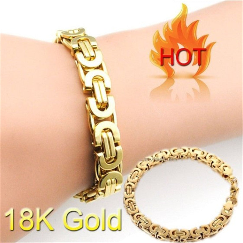 Mens Gold Plated Silver Plated Bracelet European American Design Lightweight Metal 21cm Jewelry Durable Quality Finish