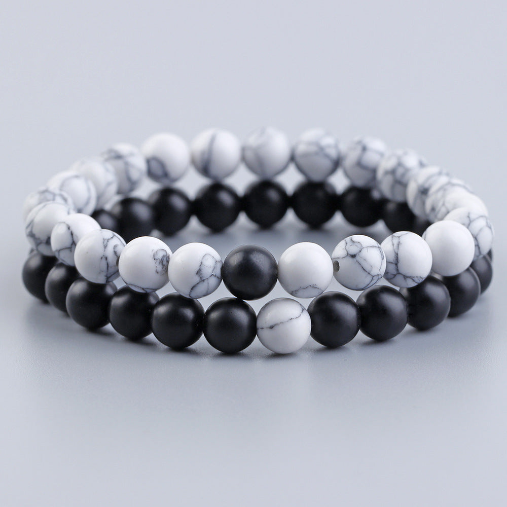 Volcanic Stone Beaded Bracelet Geometric Design 8mm Beads for Men and Women Pine Color Casual Everyday Style Pro