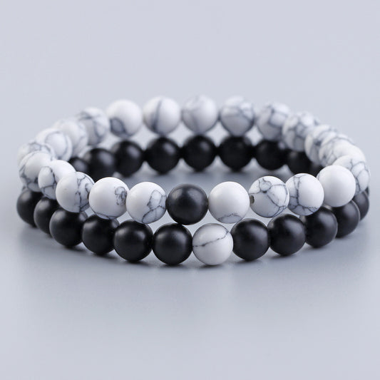 Volcanic Stone Beaded Bracelet Geometric Design 8mm Beads for Men and Women Pine Color Casual Everyday Style Pro
