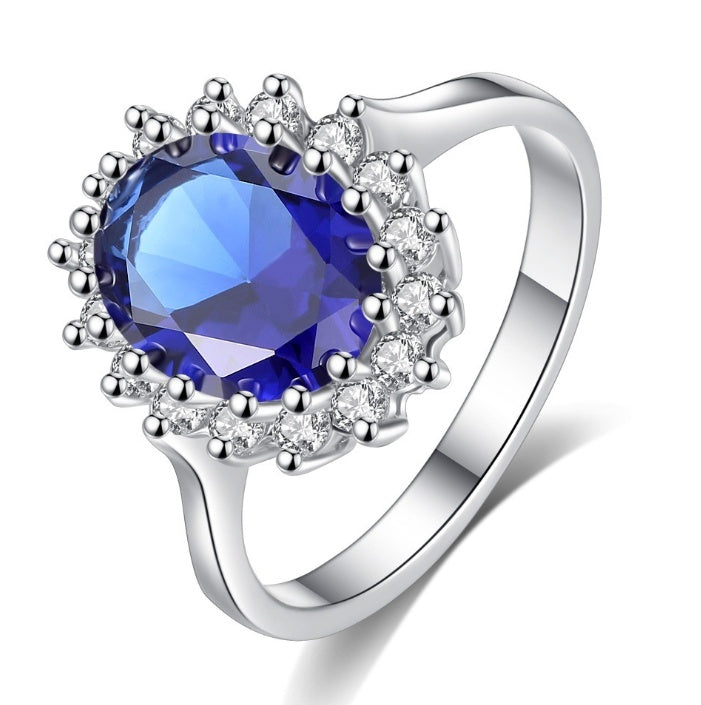 Womens Princess Ring With Sparkling Cubic Zirconia Geometric Design White Gold Plated Copper Ring Jewelry Glow
