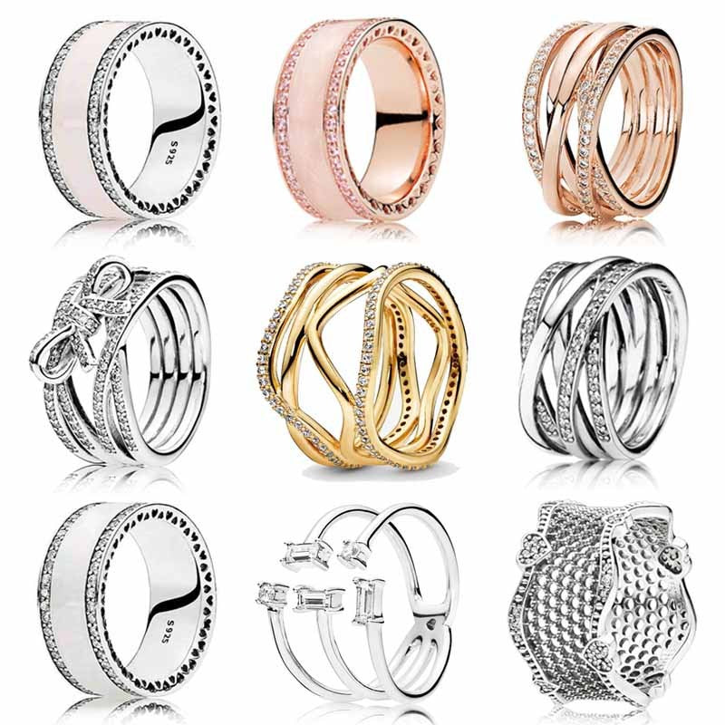 Sterling Silver Wave Ring With Zircon Inlay Vintage Style Jewelry Gift For Women For Daywear Perfect Gift Idea