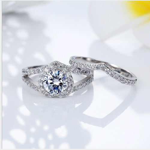 Heart Shaped Diamond Ring 18K Platinum Plated German Electroplating Durable Alloy Jewelry Gift For Her Timeless Gift