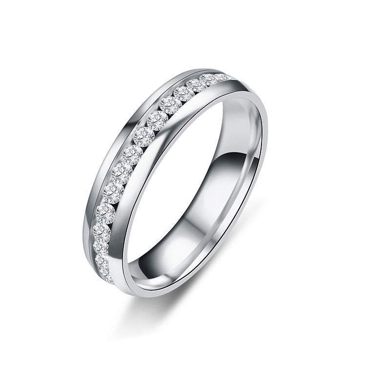 Unisex Titanium Ring With Rhombus Design And Diamond Accent In Stainless Steel Band For Modern Minimalist Fashion