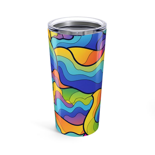 20 Oz Double Wall Vacuum Insulated Stainless Steel Coffee Tumbler With Thermal Control And Artistic Print Design