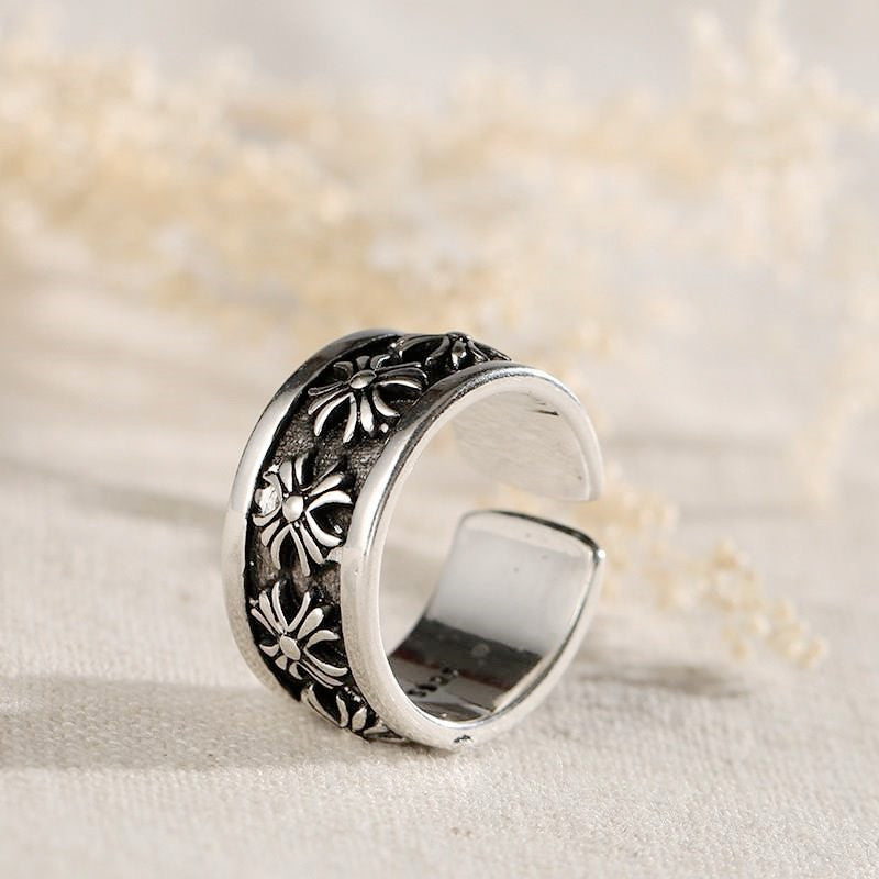 Womens Adjustable Rhombus Ring Retro Fashion Jewelry Korean Vintage Hip Hop Geometric Copper Ring Elegant Look