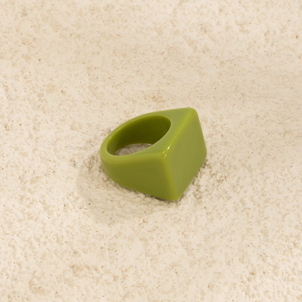 Womens Colorful Resin Geometric Ring Square Ring Pastoral Style Statement Fashion Jewelry Trendy Colorful Ring