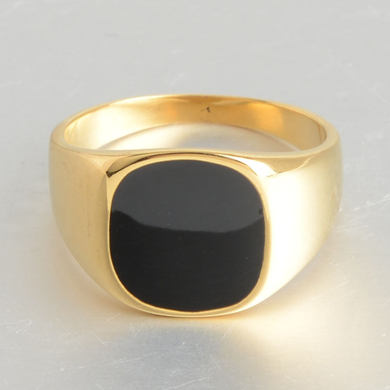 Titanium Steel Cast Black Oval Epoxy Stainless Steel Ring