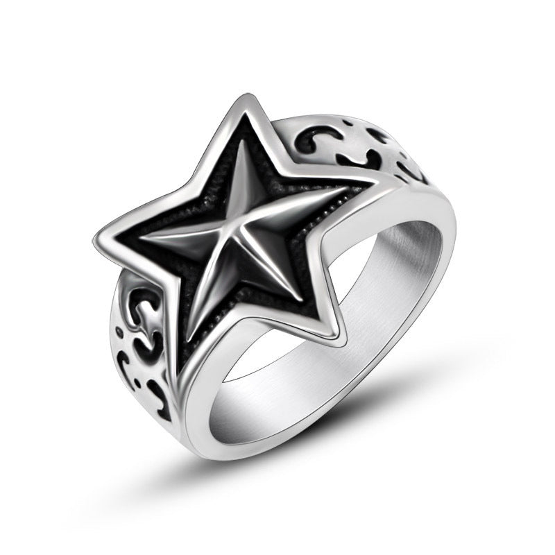 Unisex Titanium Steel Ring With Star Crown Design Retro Style Jewelry Band For Men And Women Handcrafted Jewelry