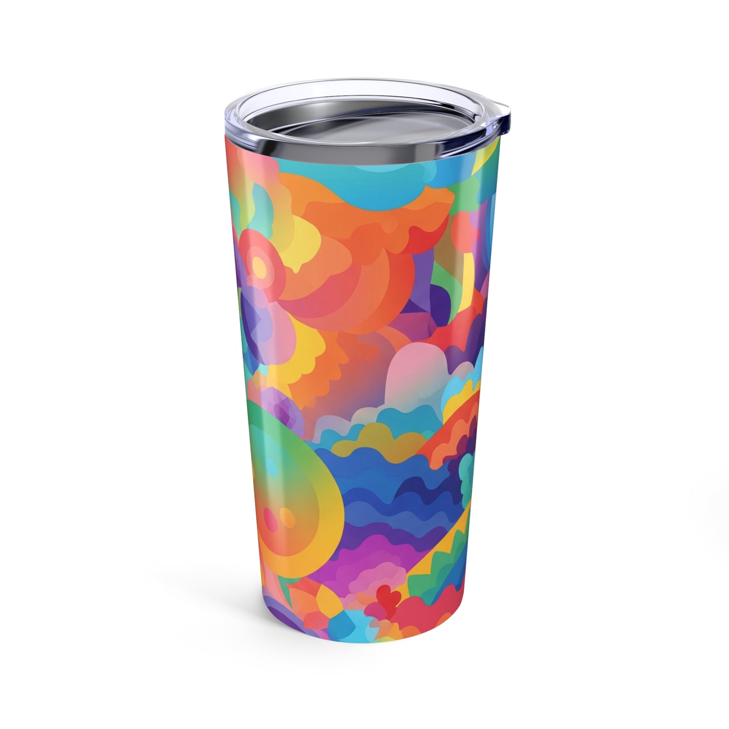 20 Oz Stainless Steel Tumbler With Double Wall Vacuum Insulation Spill Resistant Printed Design For Hot And Cold