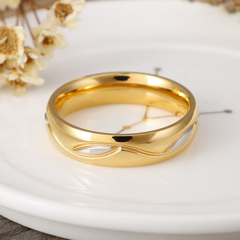 Couple Rings Titanium Steel 18K Gold Plated Wedding Band Promise Ring Durable Elegant High Quality Jewelry for Men Women