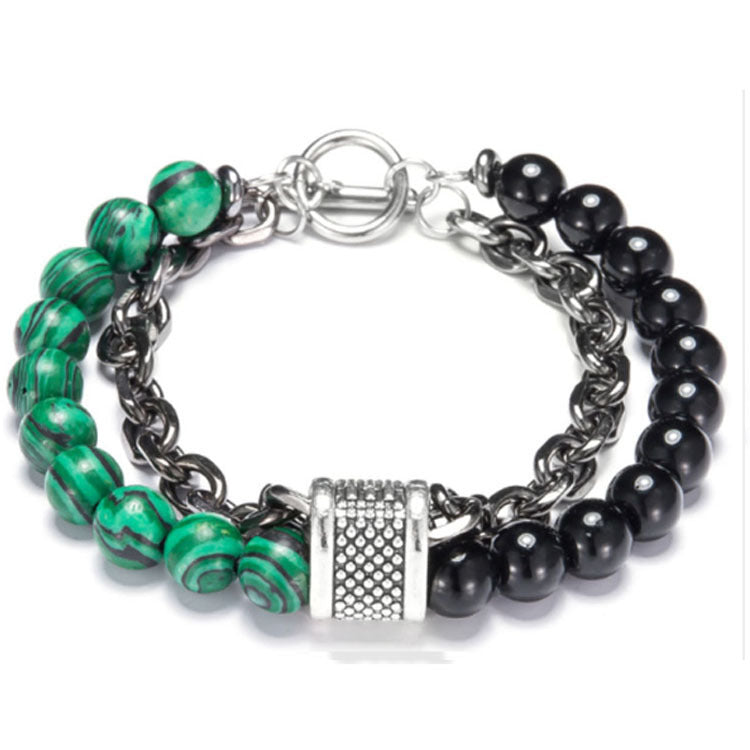 Mens Bracelet Geometric Frosted Map StoneCrystal Alloy Stainless Steel Iron Chain Fashion Jewelry Gift For Him