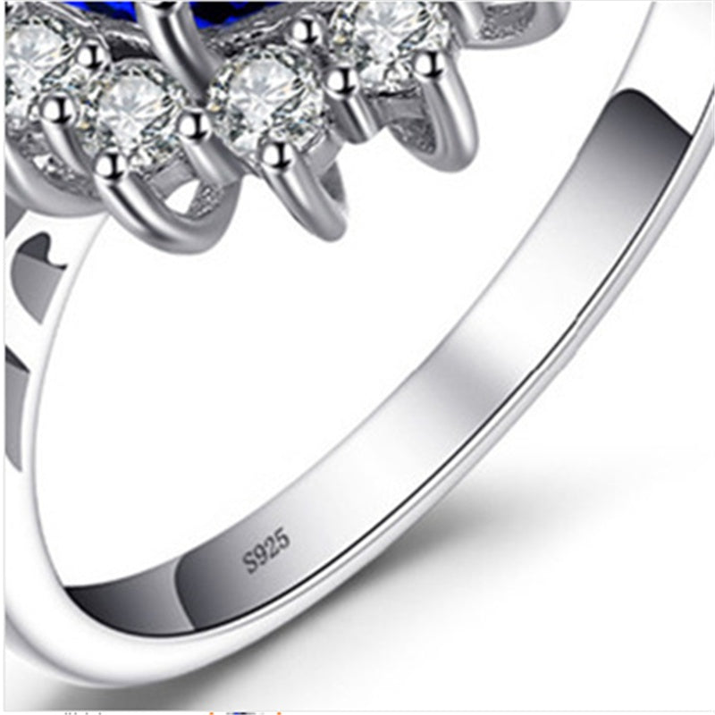 Womens Platinum Plated Ring With Zircon Inlaid Gemstones Fashion Jewelry Electroplated Ring Elegant Gift Style