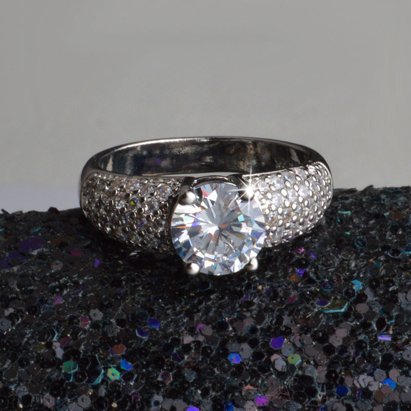 Copper Zircon Four Claw Diamond Ring For Women Korean Style Jewelry Gift For Everyday Wear And Shine For Style