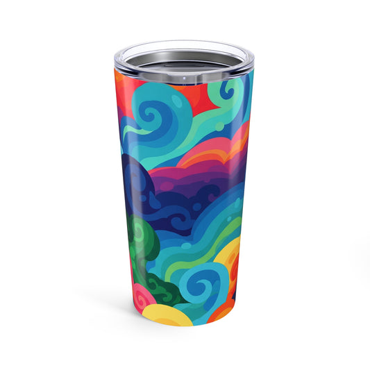20oz Stainless Steel Tumbler With Printed Design Double Wall Vacuum Insulated Spill Resistant Thermal Coffee Mug