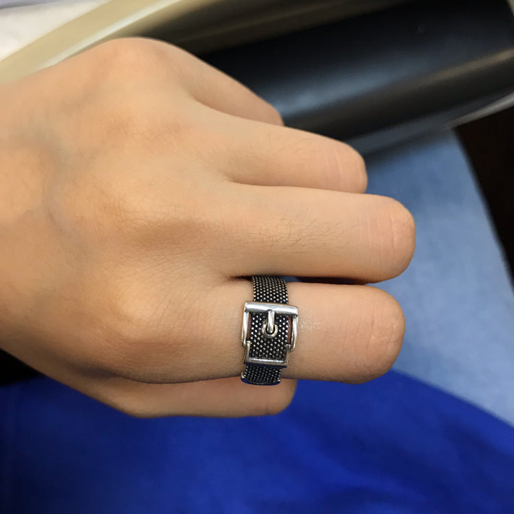 Couples Vintage Geometric Metal Rings Set Electroplated Matching Belt Style Travel Souvenir Gift For Travel Lovers