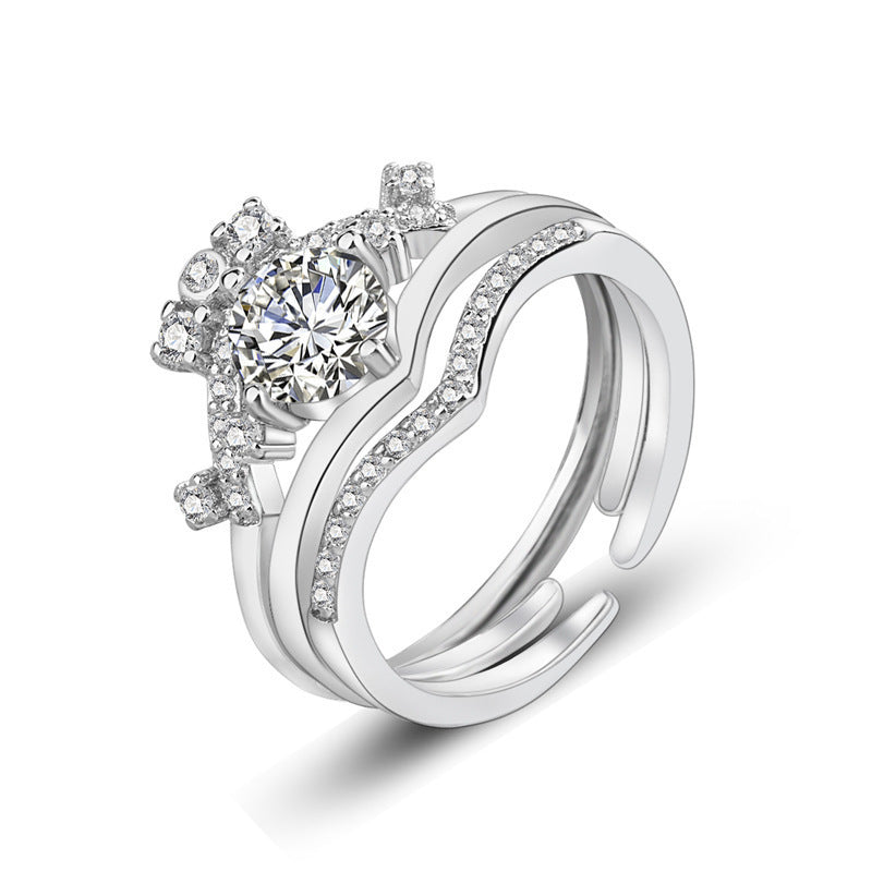 Womens Detachable Ribbon Ring Platinum Gold Three Piece Set Celebrity Inspired Fashion Ring Perfect for Everyday Wear