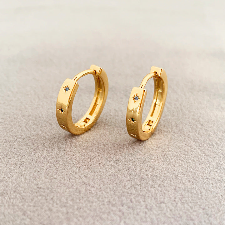 Womens Five Pointed Star Earrings Sweet Ear Jewelry Cool Ear Bone Ring High Sense Copper Earrings Fashion OL Earrings Pair of Earrings Gold Platinum