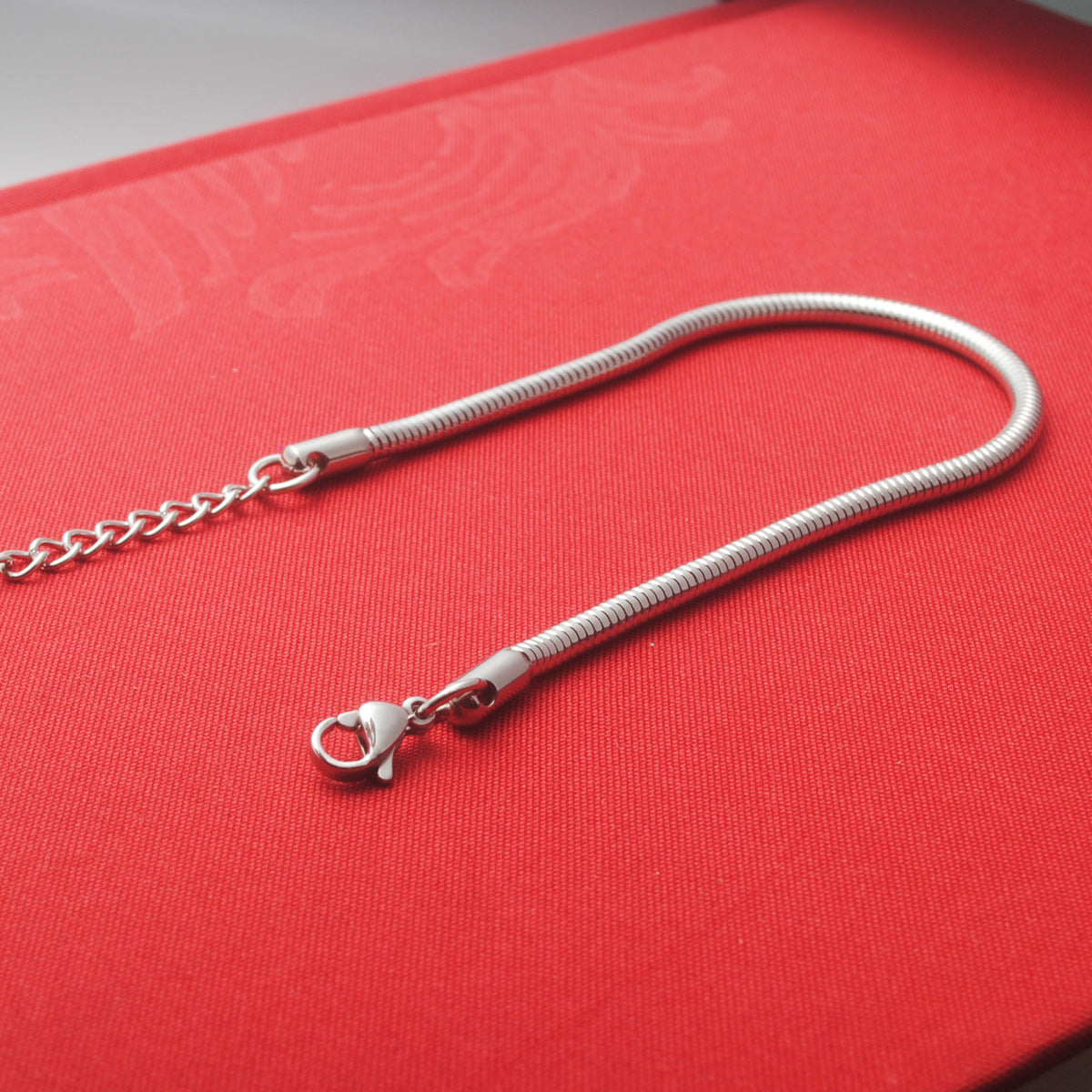 Girls Stainless Steel Bracelet Polished Snake Bones Chain Adjustable Length 16CM 18CM 20CM Geometric Jewelry