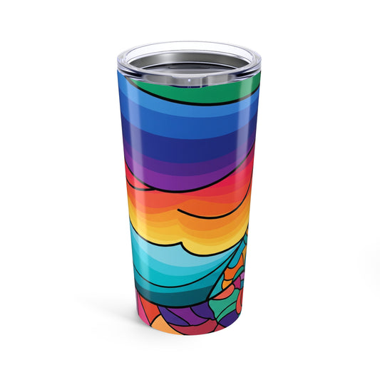 20oz Stainless Steel Tumbler With Printed Design Double Wall Vacuum Insulation Leak Proof Lid Coffee Cup