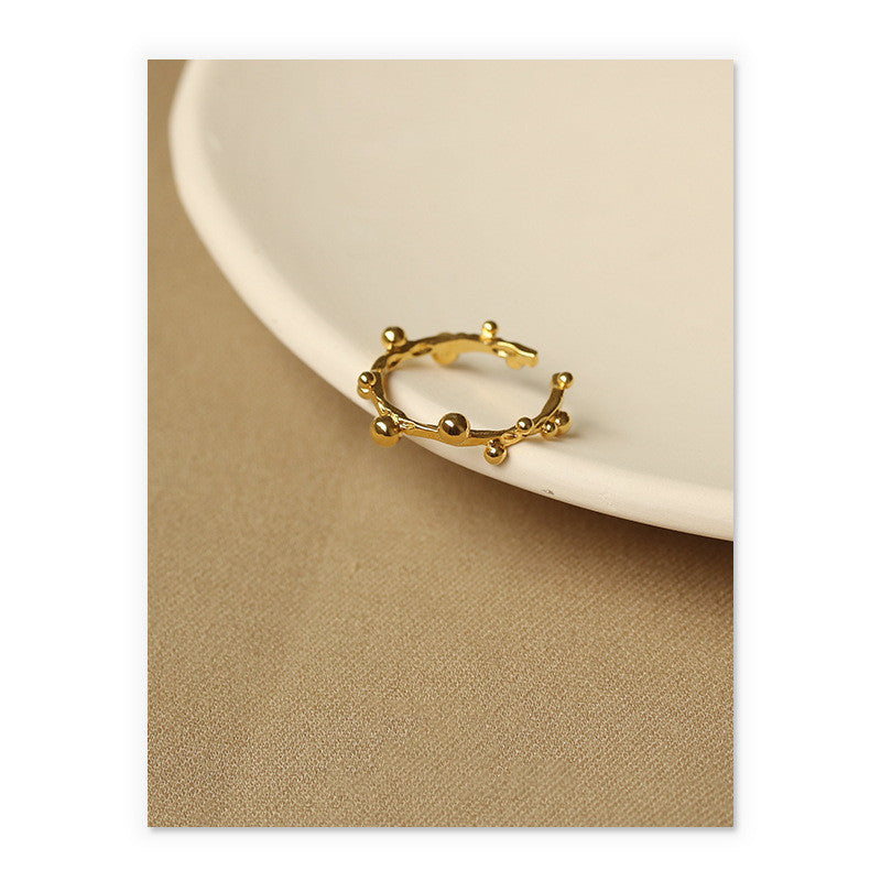 Womens Adjustable Brass Ring With Round Opening Geometric Mosaic Not Inlaid Fashion Jewelry For Everyday Wear