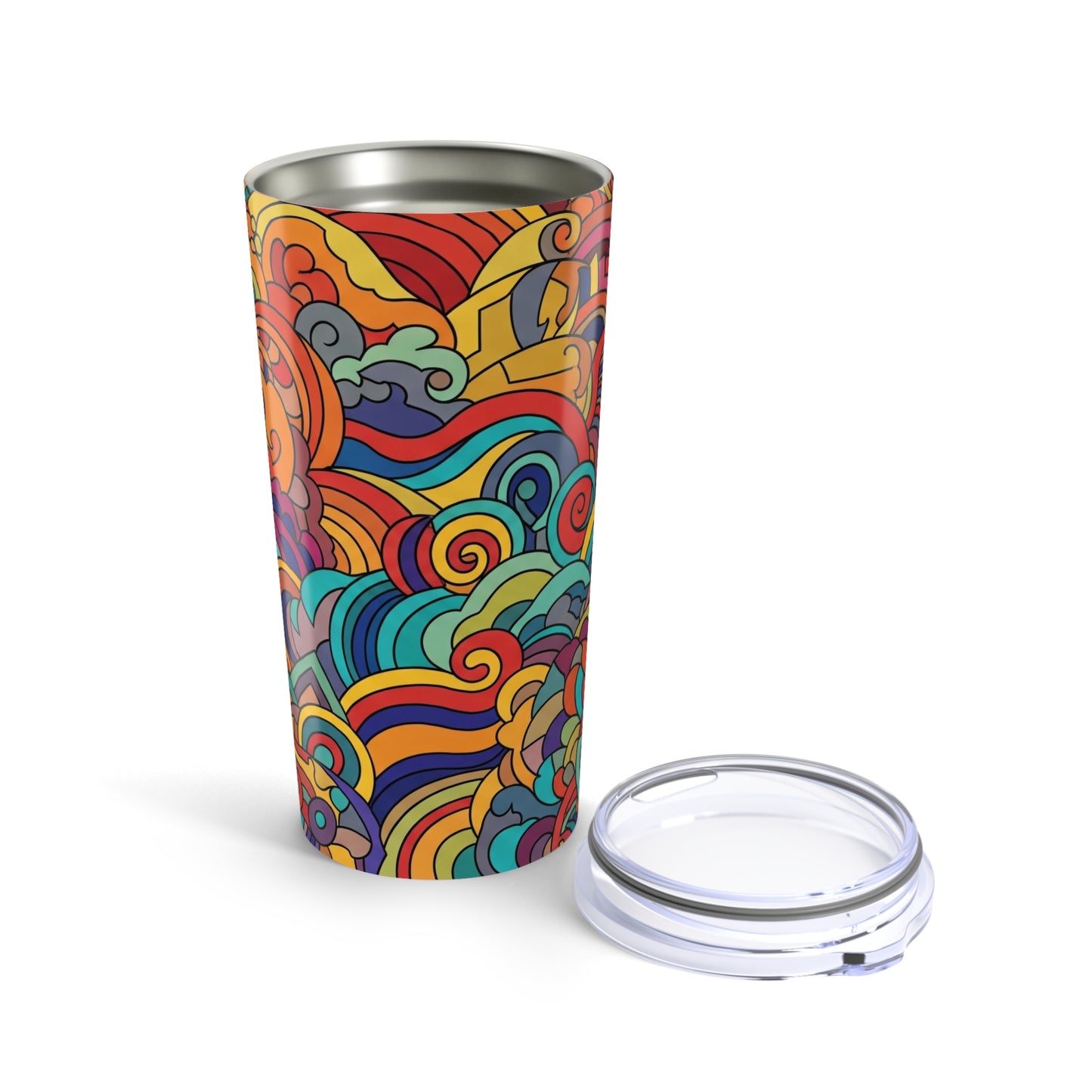 20 Oz Stainless Steel Tumbler Printed Design Double Wall Vacuum Insulation Spill Resistant Travel Coffee Mug With