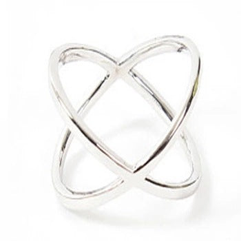 Electroplated Alloy Cross Ring Korean Crisscross Joint Fashion Ring Individual Packaging Trendy Statement Ring