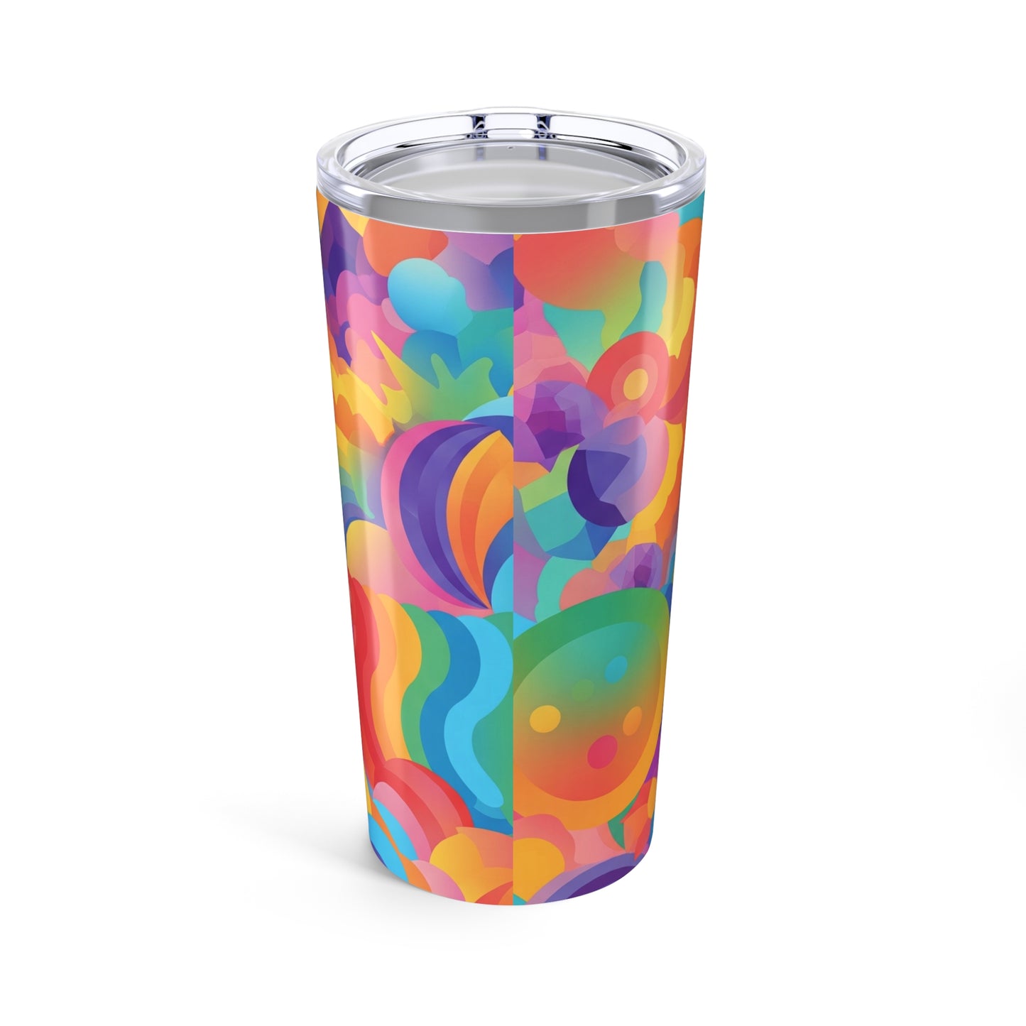 20 Oz Stainless Steel Tumbler With Double Wall Vacuum Insulation Spill Resistant Printed Design For Hot And Cold