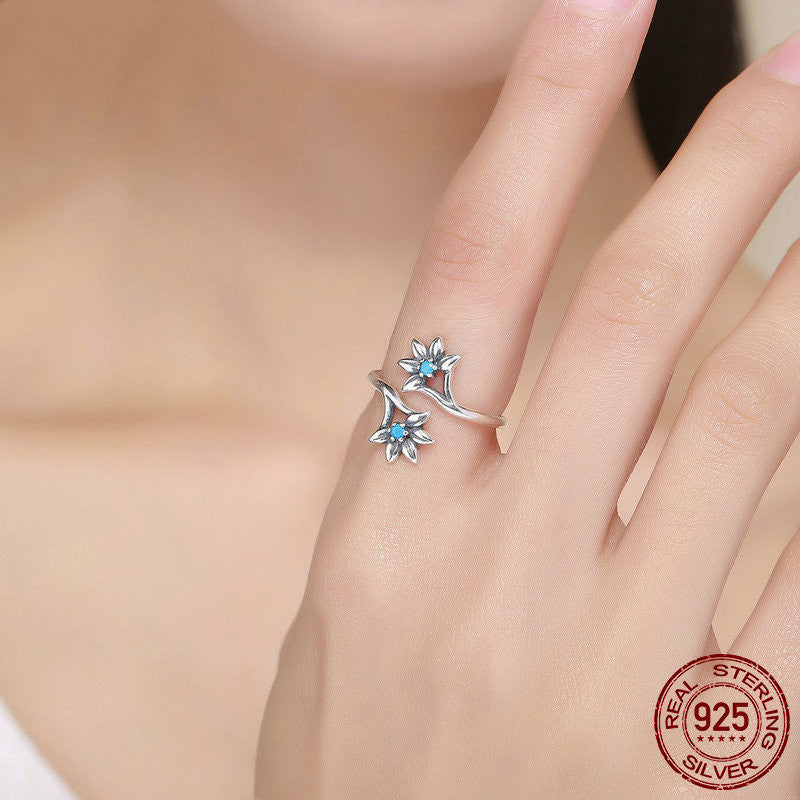 Sterling Silver Flower Ring Elegant Single Flower Lightweight Delicate Jewelry Everyday Wear Gift For Her Floral