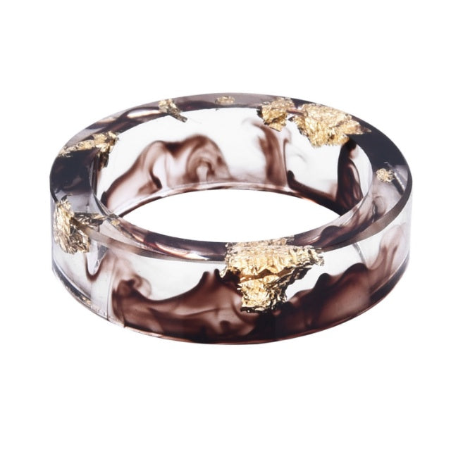 Dried Flower Resin Ring Handmade Epoxy With Gold Foil