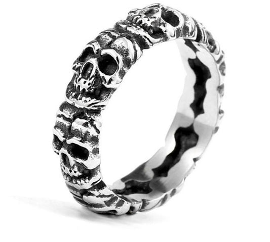 Mens Bone Collector Ring Intricate Skull Skeleton Design Durable Jewelry Accessory Bold Statement Gift For Him