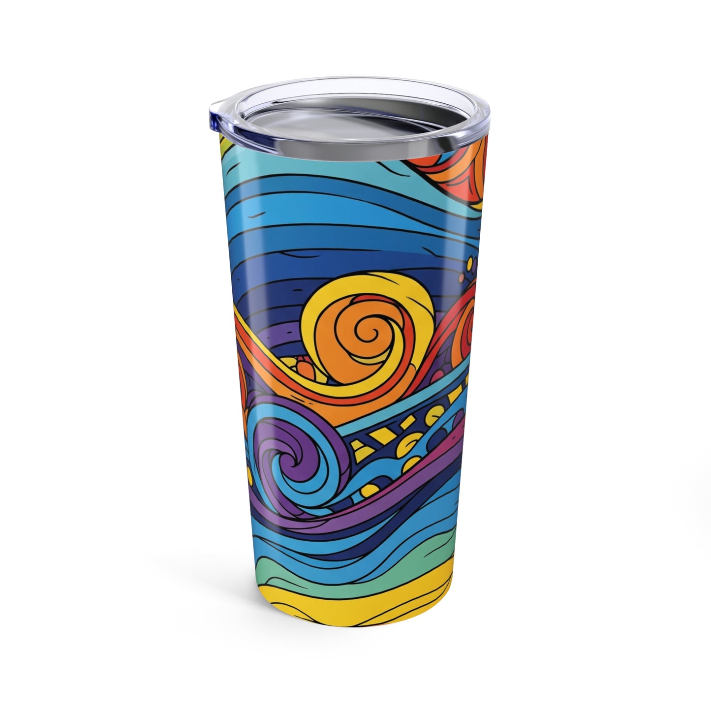 20oz Metal Coffee Cup With Vibrant Printed Art Vacuum Insulated Leak Proof Travel Mug Stainless Steel Dishwasher