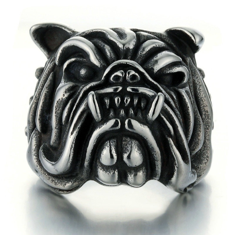 Mens Bold Bulldog Ring Plated Alloy Fashion Statement Ring Domineering Design For Men Edgy Style Gift Trendy Gift Idea