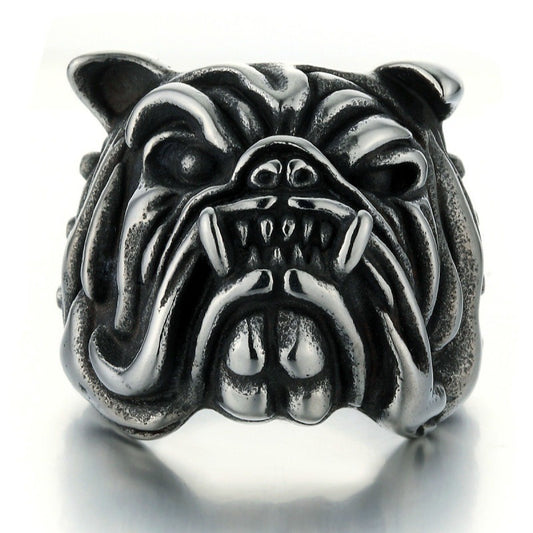 Mens Bold Bulldog Ring Plated Alloy Fashion Statement Ring Domineering Design For Men Edgy Style Gift Trendy Gift Idea