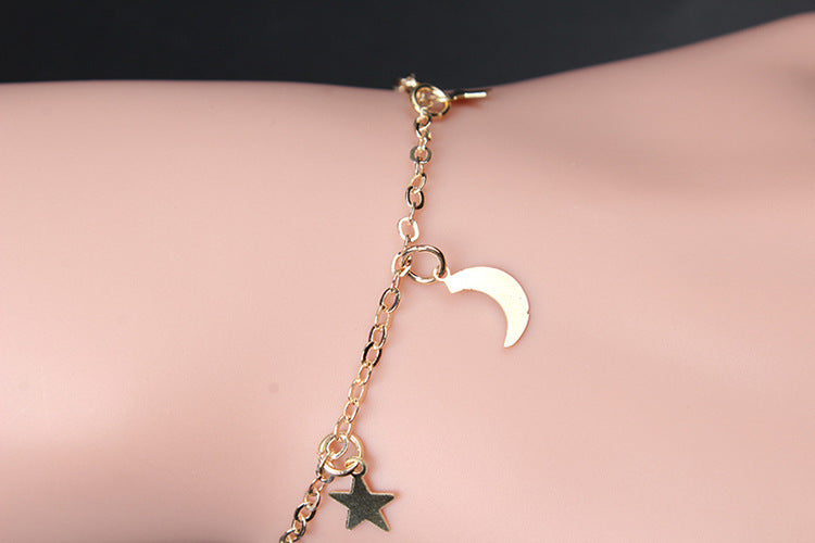 Star And Moon Bracelet Adjustable Alloy Chain With Celestial Charms Gift Ready Golden And Silver Extender Luxe