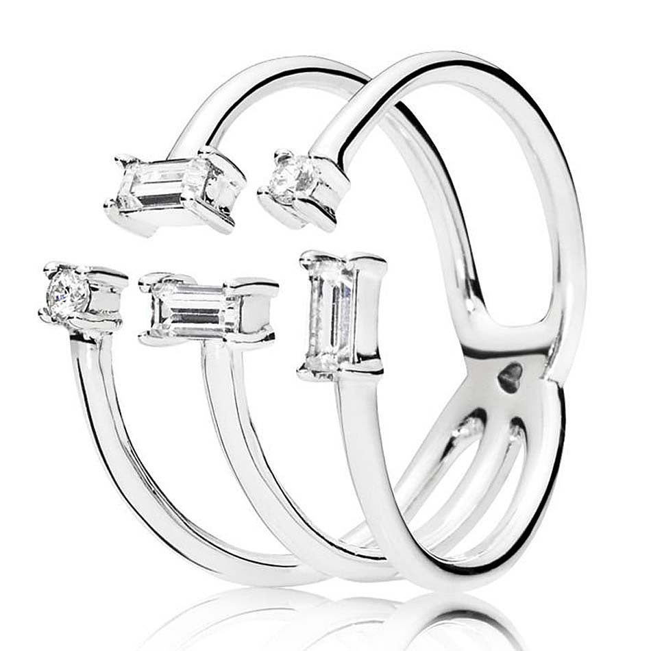 Sterling Silver Wave Ring With Zircon Inlay Vintage Style Jewelry Gift For Women For Daywear Perfect Gift Idea